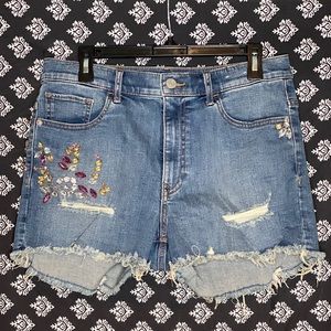 💎Diamond design ripped jean shorts w/rustic wash